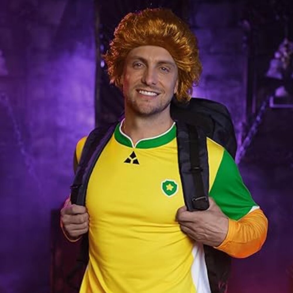 2 Pcs Men's Halloween Hotel Costume Shirt and Wig Cosplay